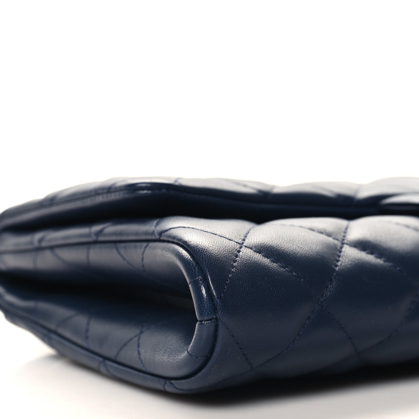 Lambskin Quilted Clutch with Chain Flap Navy