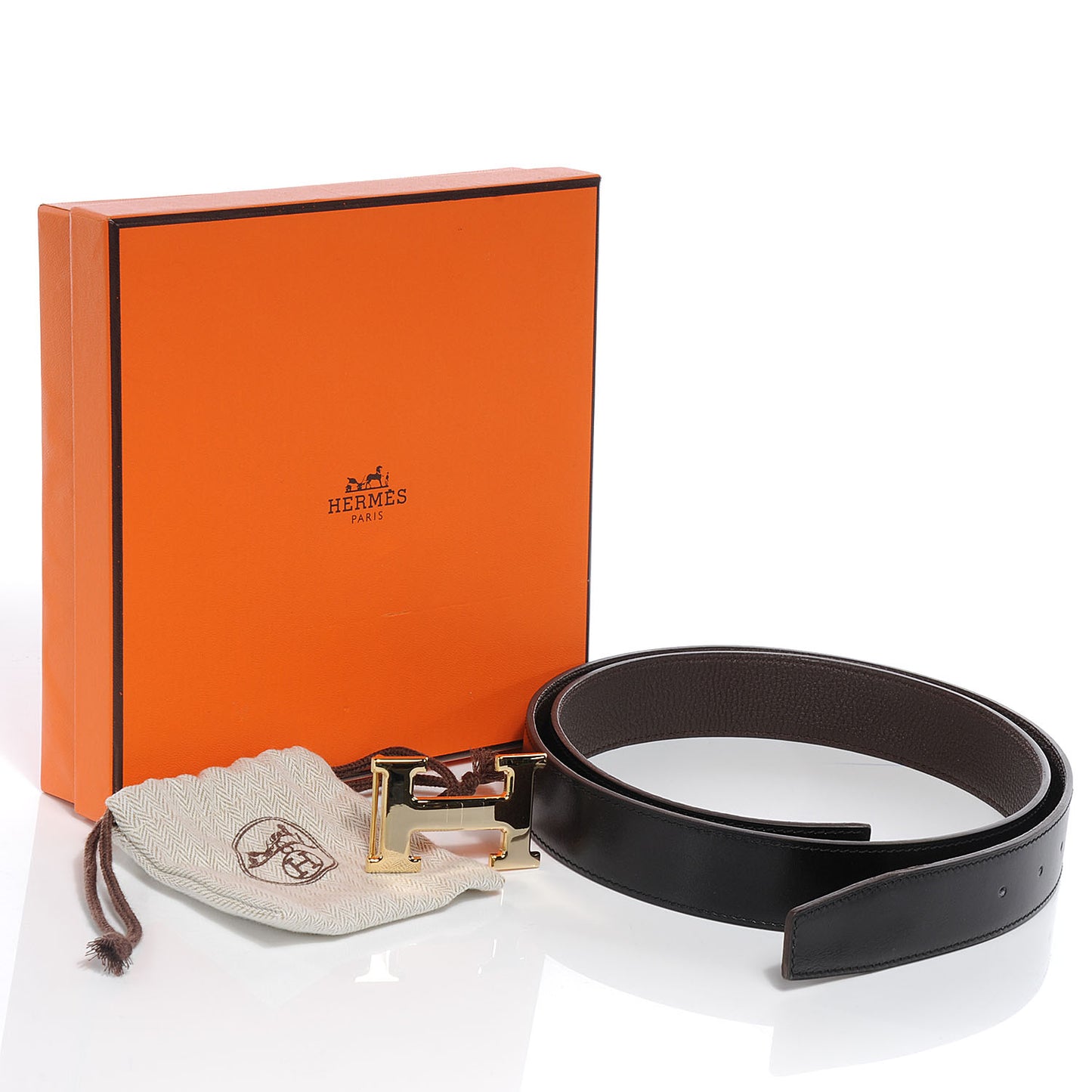 Box Clemence Reversible Constance 32mm H Belt 100 Noir Ebene