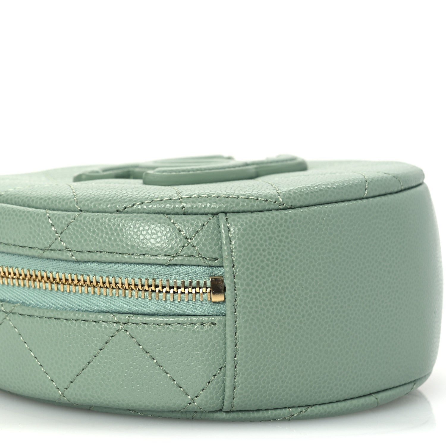 Chanel Caviar Quilted Small Round Vanity With Chain Light Green 9 of 10