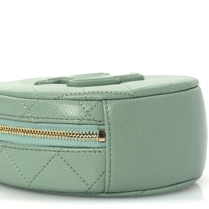 Chanel Caviar Quilted Small Round Vanity With Chain Light Green 9 of 10