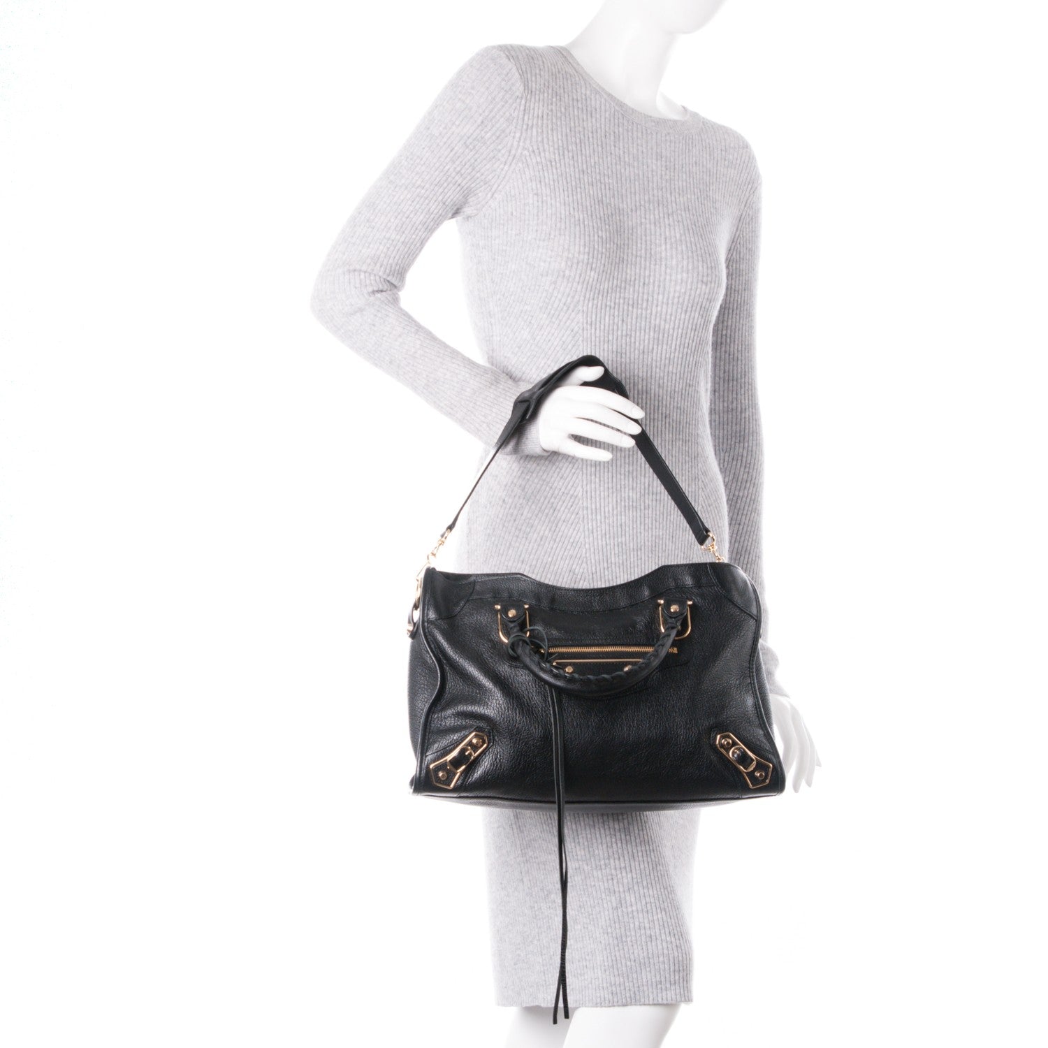 Balenciaga Chevre Gold Metallic Edge Hardware City Black 2 of 8