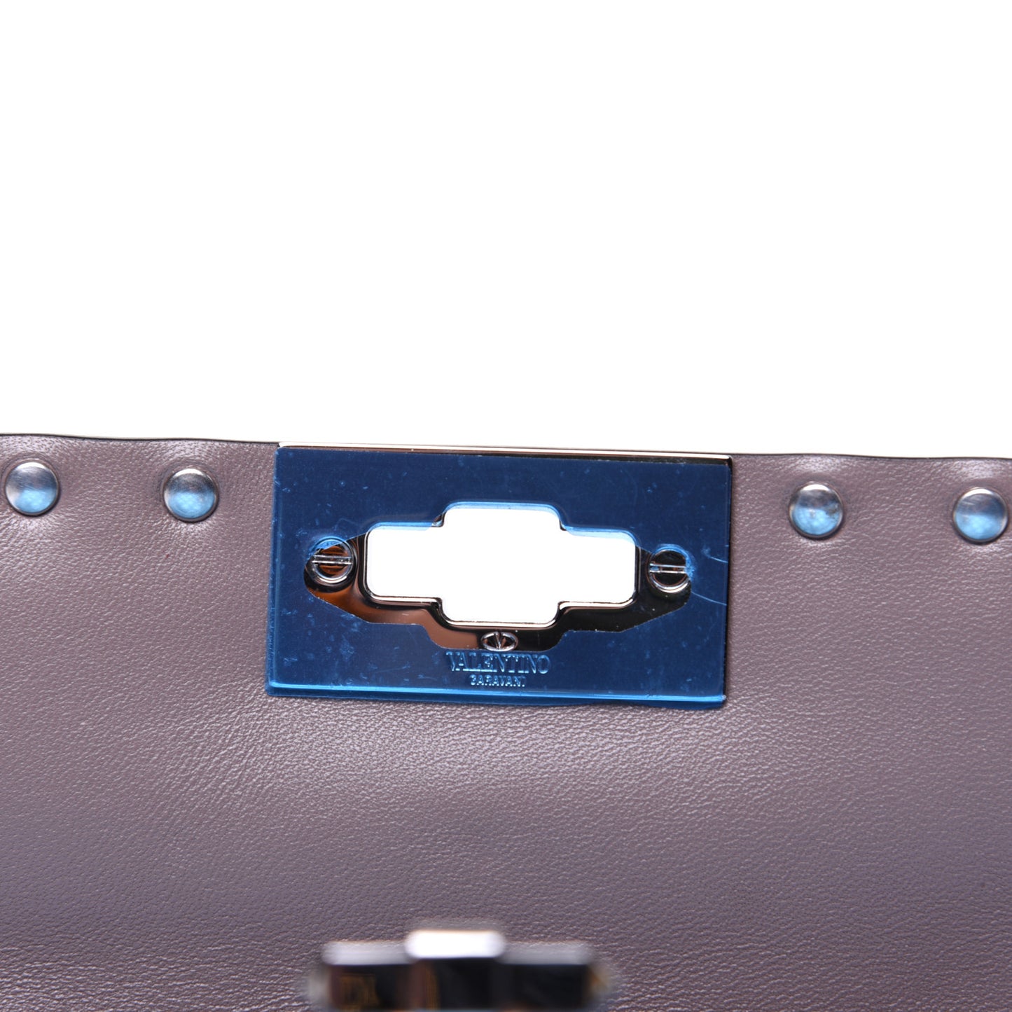 Metallic Nappa Small Rockstud Spike Shoulder Bag Cerulean