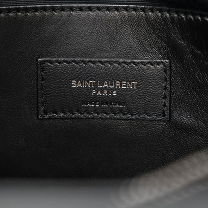 Saint Laurent Calfskin Crocodile Embossed Medium West Hollywood Monogram Fold-Over Black 6 of 12