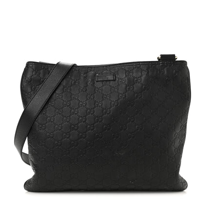 Gucci Guccissima Medium Flat Messenger Bag Black 1 of 10