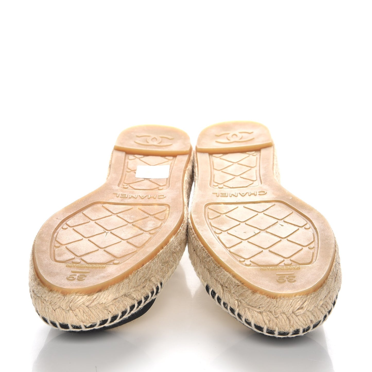 Calfskin Grosgrain CC Espadrilles 39 Ivory Black