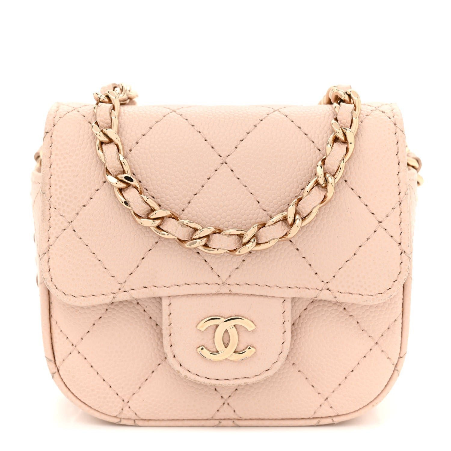 Chanel Caviar Quilted Mini Clutch With Chain Light Beige 1 of 14