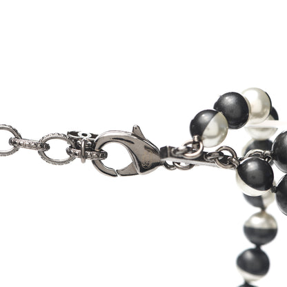 Chanel Pearl Bead CC Long Necklace Silver Grey 3 of 4