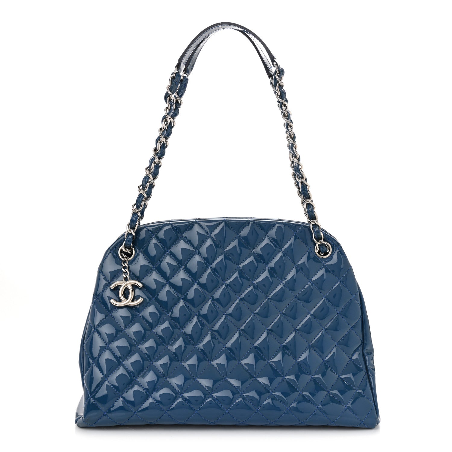Chanel Patent Quilted Large Just Mademoiselle Bowling Bag Dark Blue 1 of 11