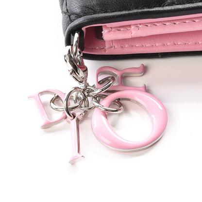 Christian Dior Lambskin Cannage Bi-Color Small Lady Dior Flap Card Holder Black Pink 9 of 9