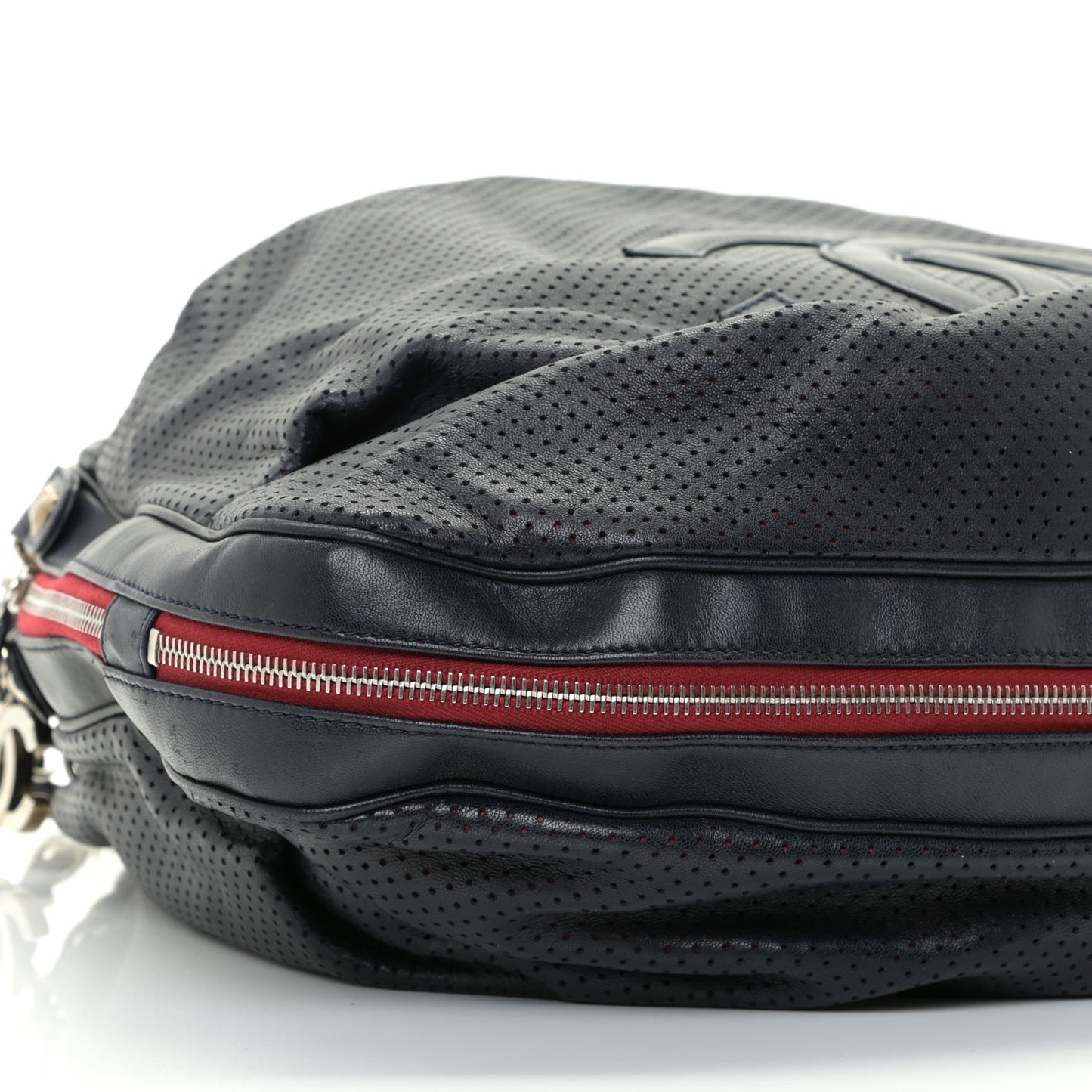 Lambskin Perforated Baseball Spirit Ligne Bag Navy