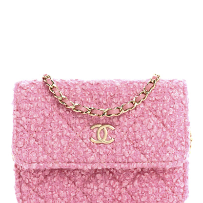 Chanel Tweed Quilted Flap Chain Waist Bag Pink 9 of 11