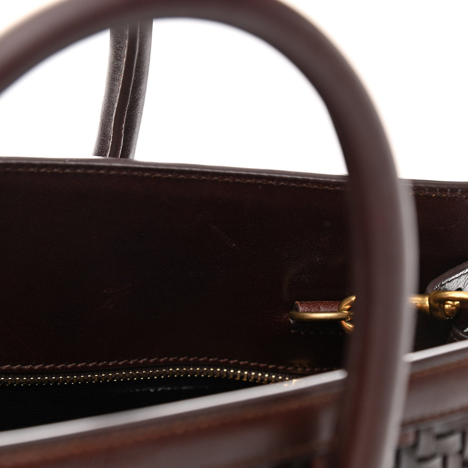 Saint Laurent Calfskin Paglia Palm Sac De Jour Brown 12 of 18