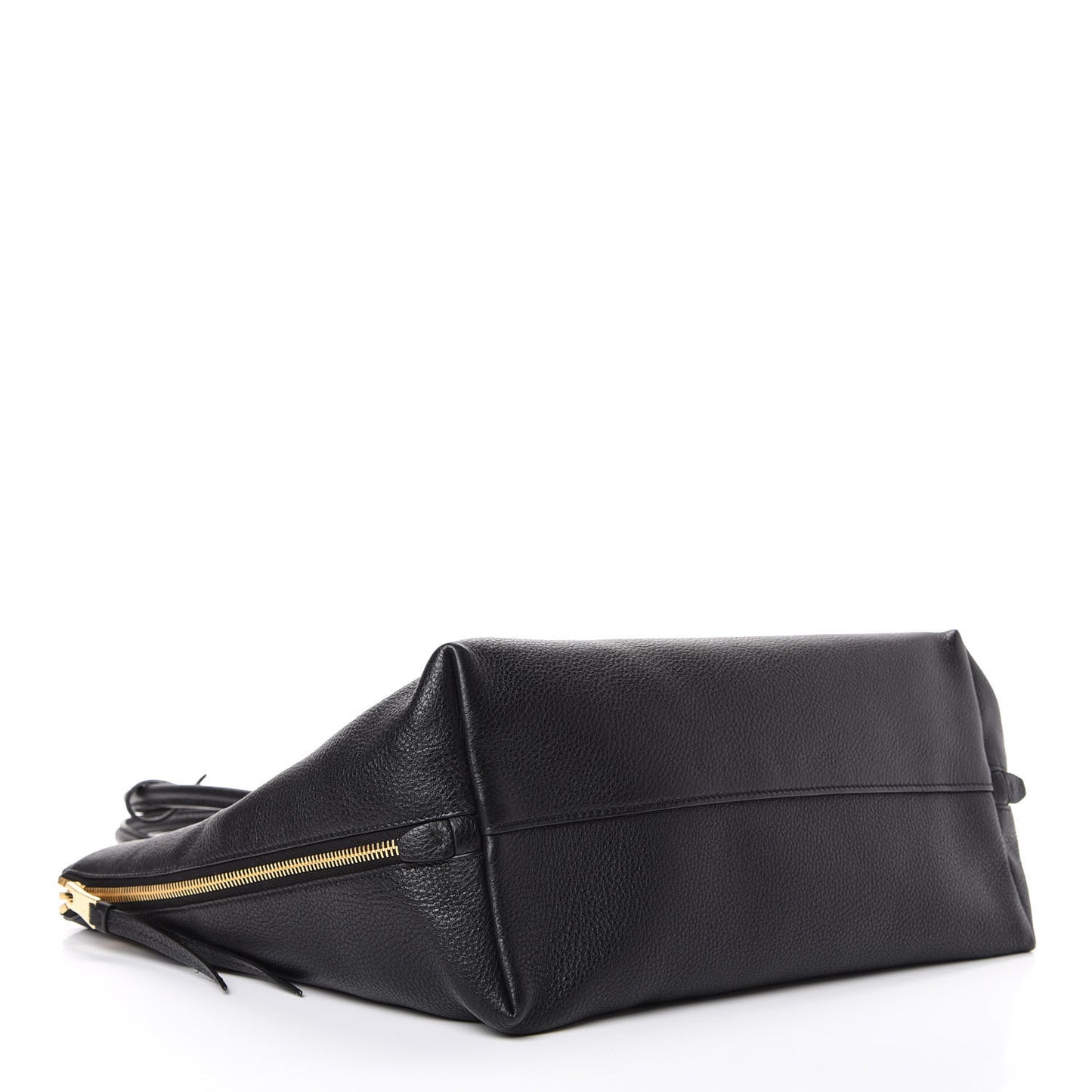 Vitello Daino Side Zip Tote Black