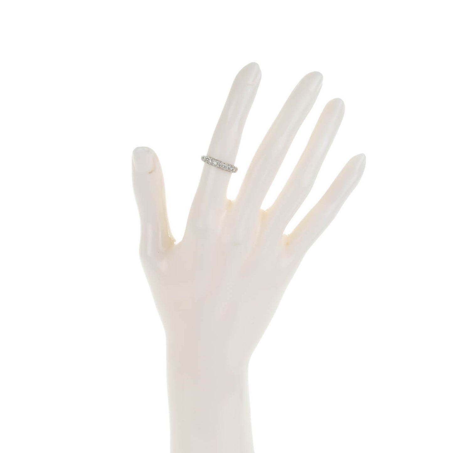 Platinum Diamond Three Row Etoile Band Ring 4.25