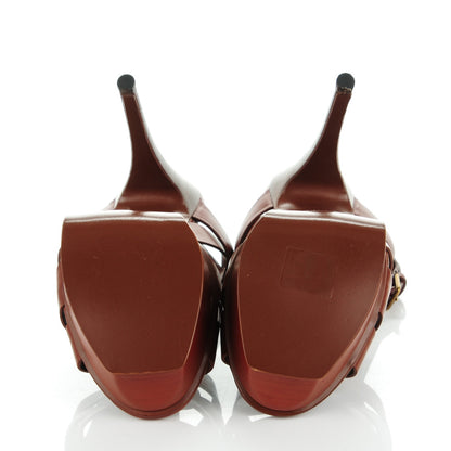 Saint Laurent Calfskin Tribute 105 Platform Sandals 35.5 Dark Cuoio Paint 5 of 8