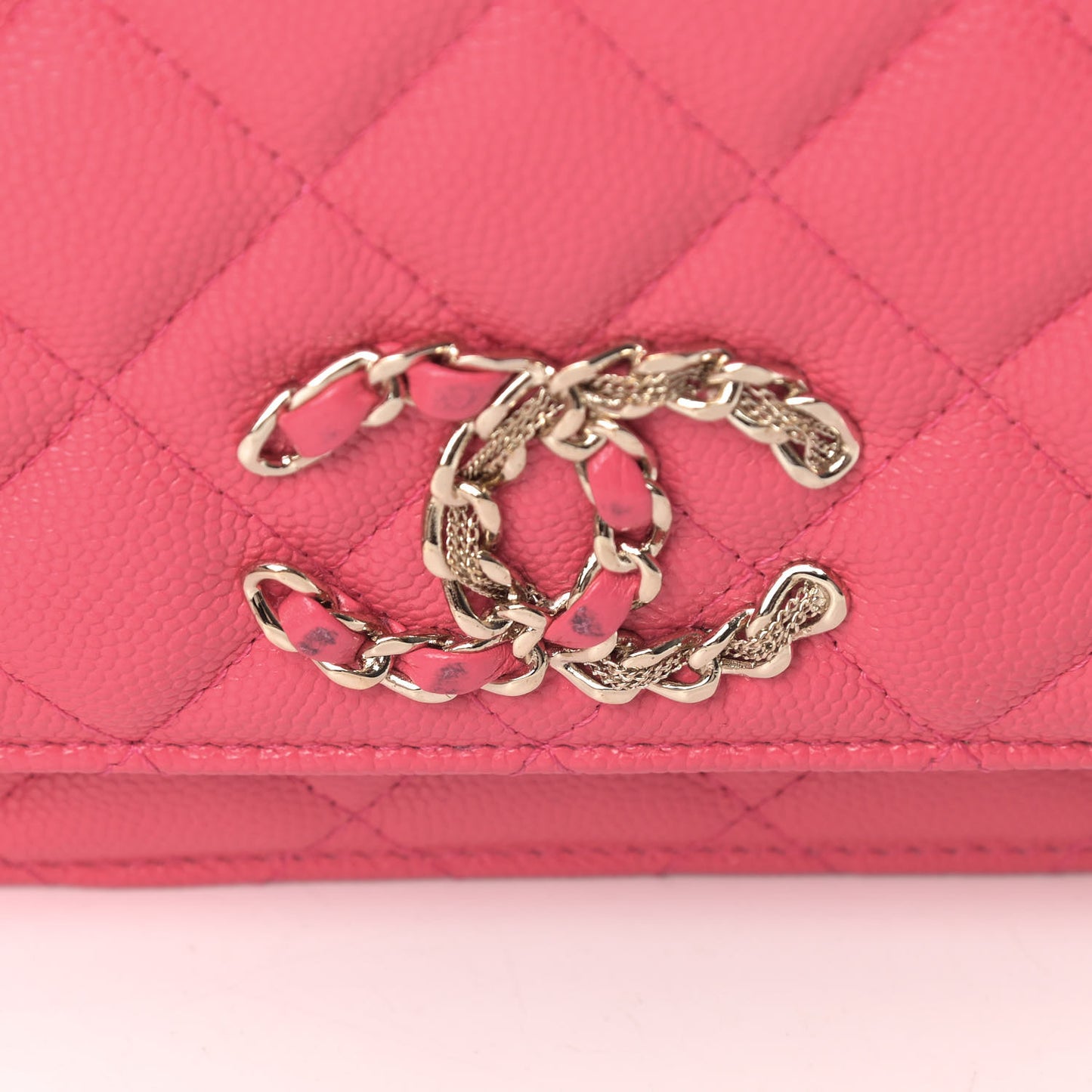 Caviar Quilted French New Wave Chain CC Wallet On Chain WOC Pink