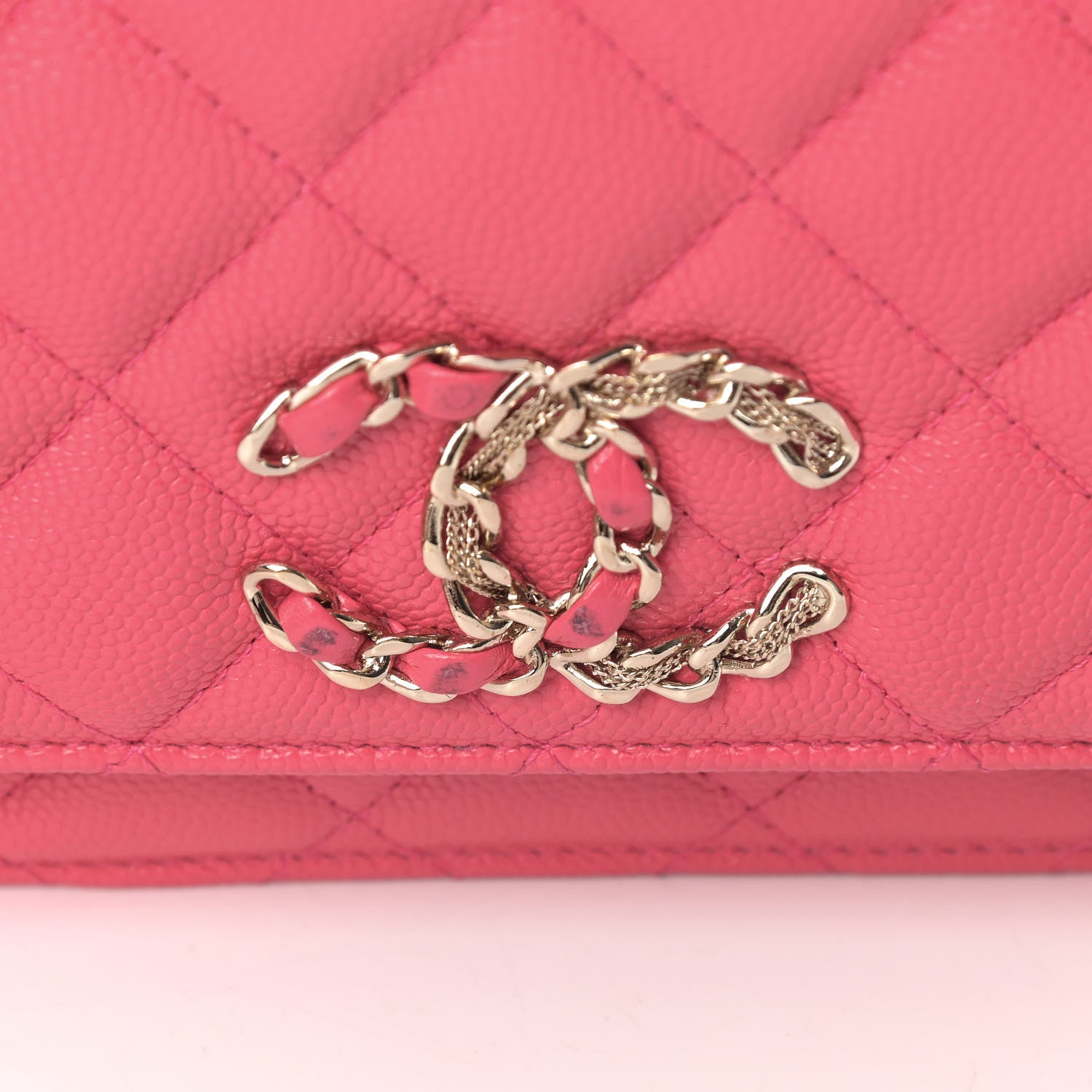 Chanel Caviar Quilted French New Wave Chain CC Wallet On Chain WOC Pink 21 of 27