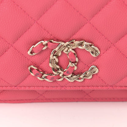 Chanel Caviar Quilted French New Wave Chain CC Wallet On Chain WOC Pink 21 of 27