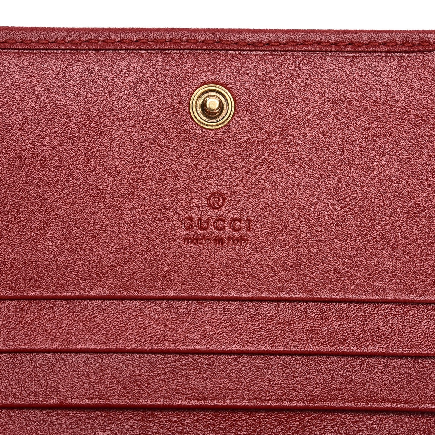 Calfskin Matelasse GG Marmont Card Case Hibiscus Red