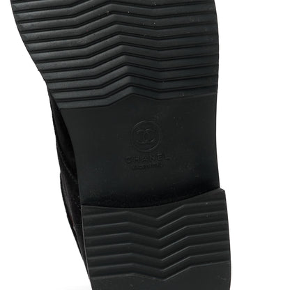Chanel Suede Calfskin Quilted Combat Short Boots 41 Black 6 of 10
