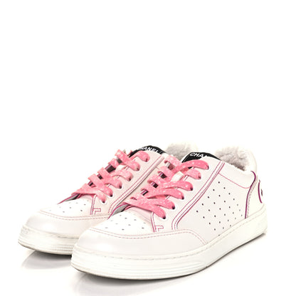 Chanel Calfskin Womens Logo Sneakers 41 White Pink 3 of 9
