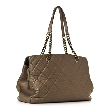 Chanel Metallic Calfskin Quilted Large CC Crown Tote Gold 3 of 21