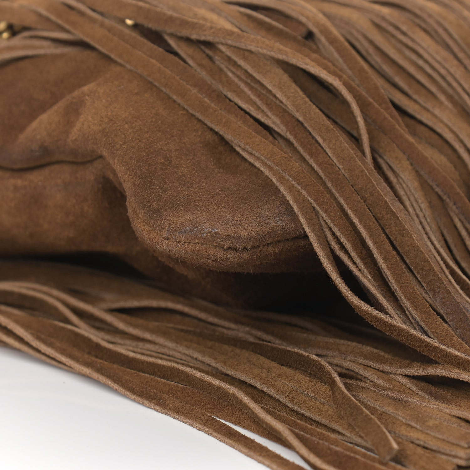Saint Laurent Suede Calfskin Small Grace Fringed Hobo Bag Light Ocre 8 of 9