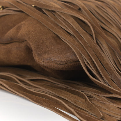 Saint Laurent Suede Calfskin Small Grace Fringed Hobo Bag Light Ocre 8 of 9