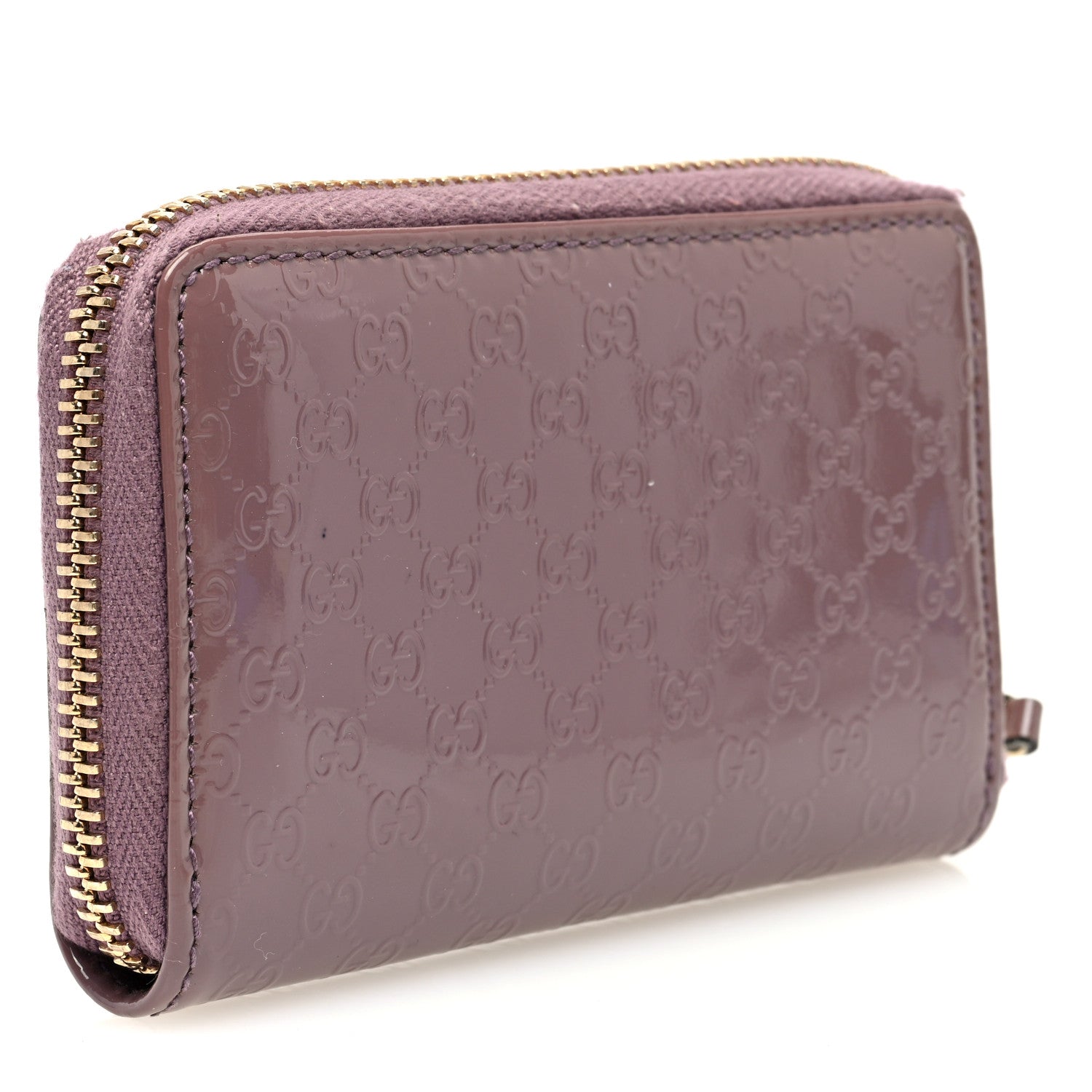 Gucci Patent Microguccissima Zip Around Card Case Mauve 3 of 7