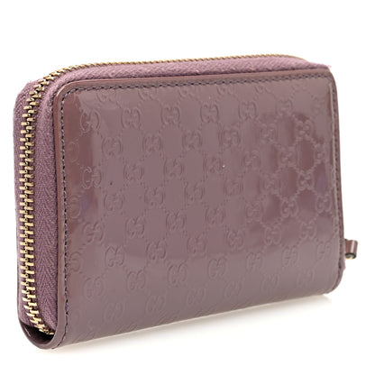 Gucci Patent Microguccissima Zip Around Card Case Mauve 3 of 7