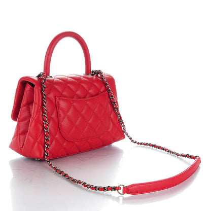 Chanel Caviar Quilted Mini Coco Handle Flap Red 3 of 8