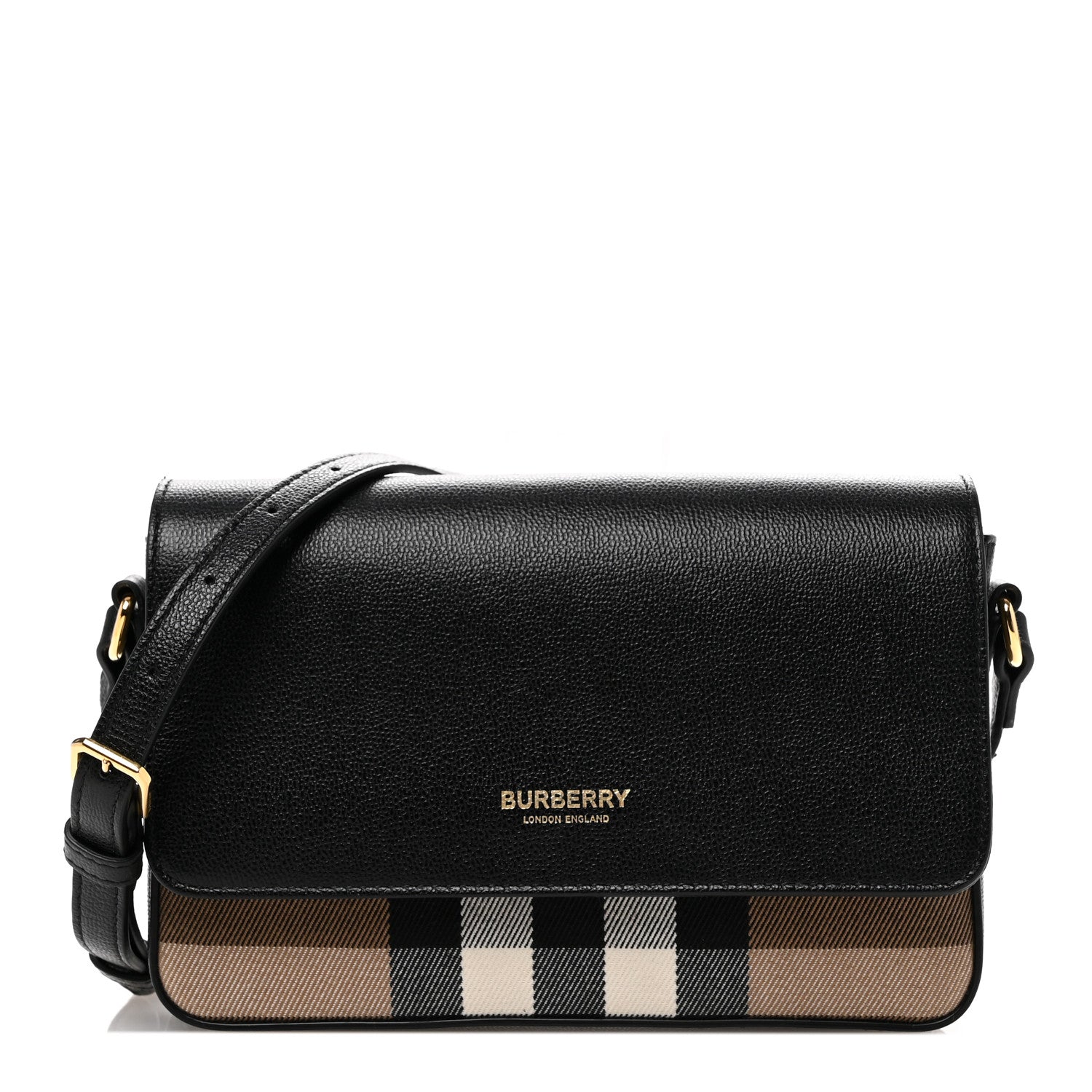 Burberry Grained Calfskin House Check Tartan Mix New Hampshire Black 1 of 10