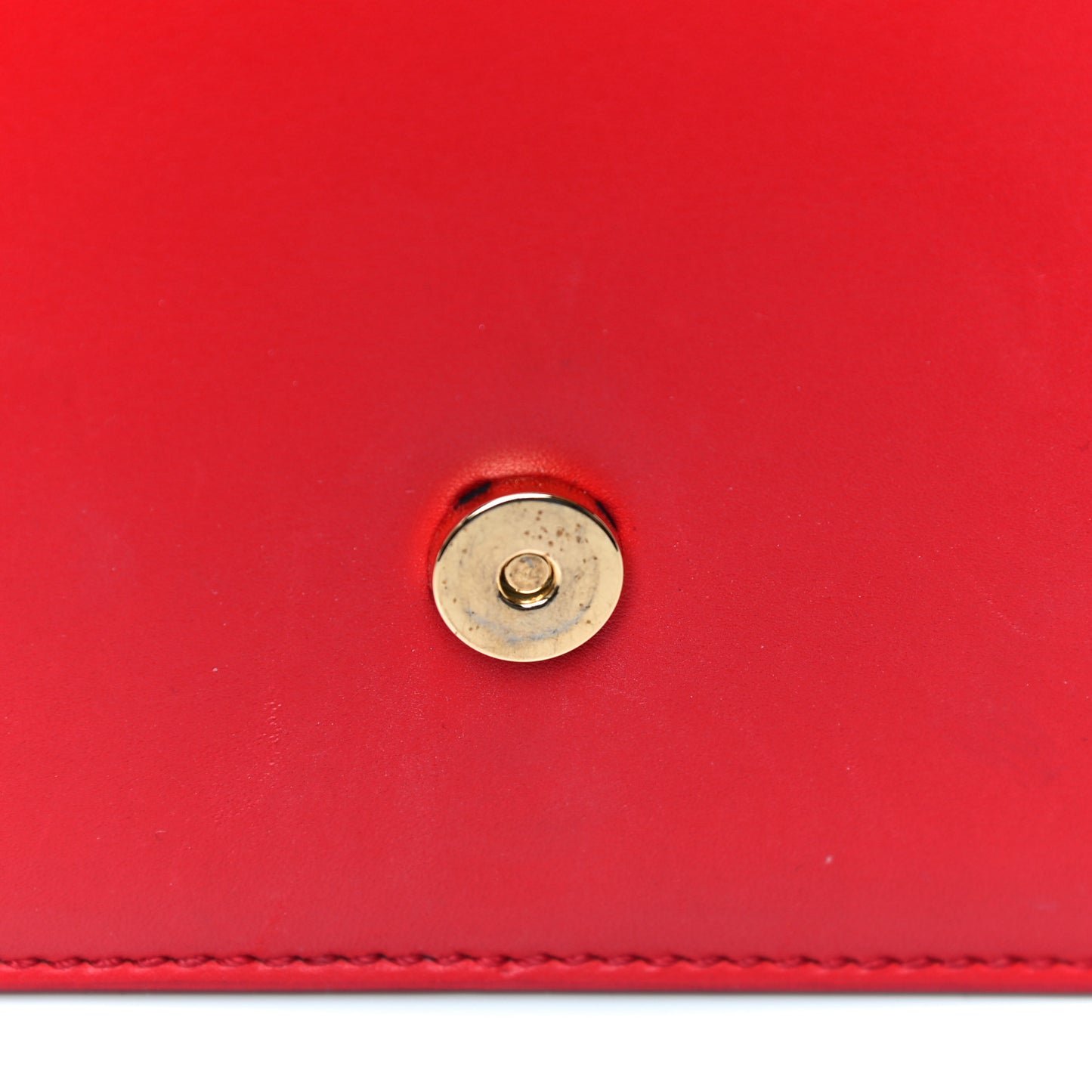 Calfskin Small Insignia Chain Flap Red