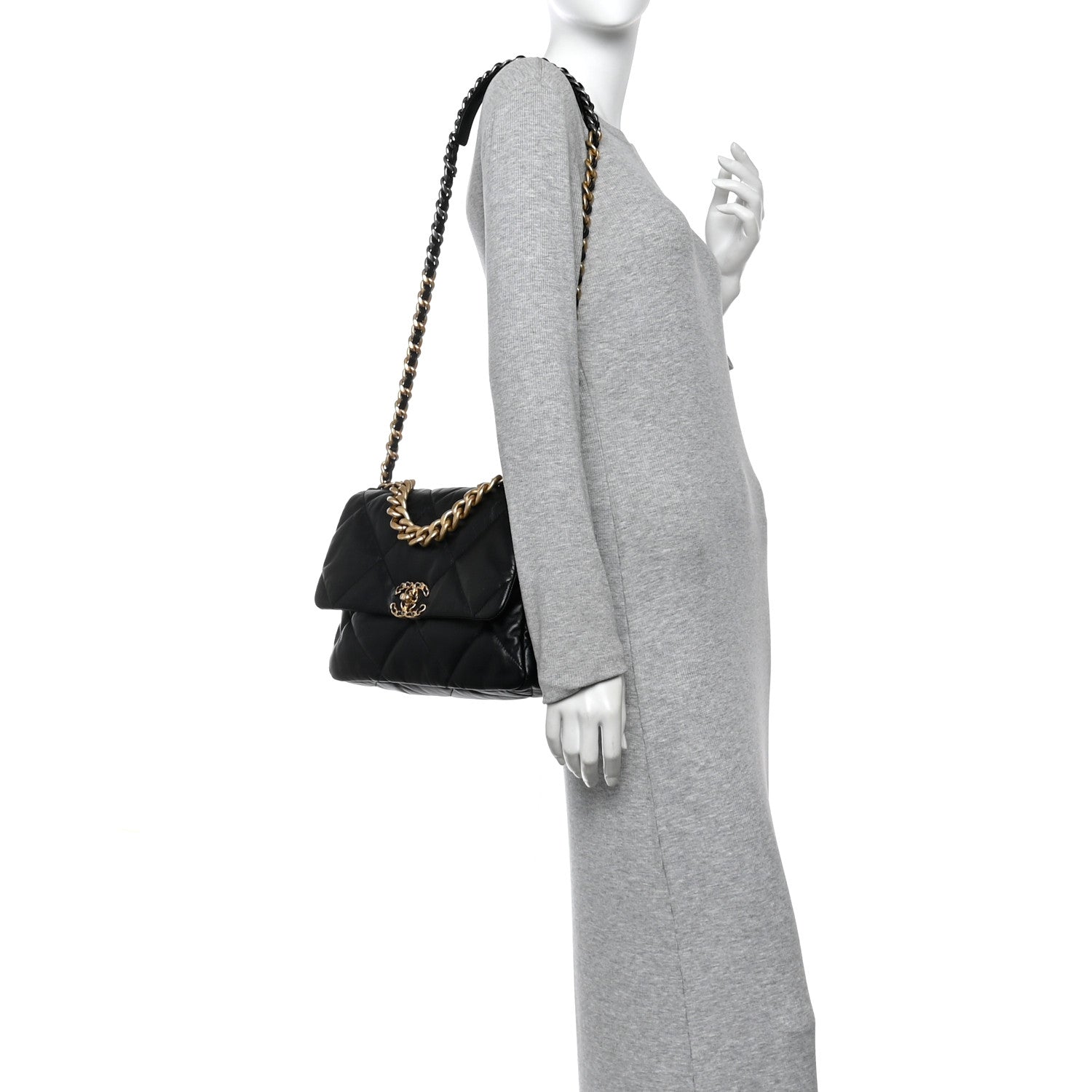Chanel Goatskin Quilted Large Chanel 19 Flap Black 2 of 10