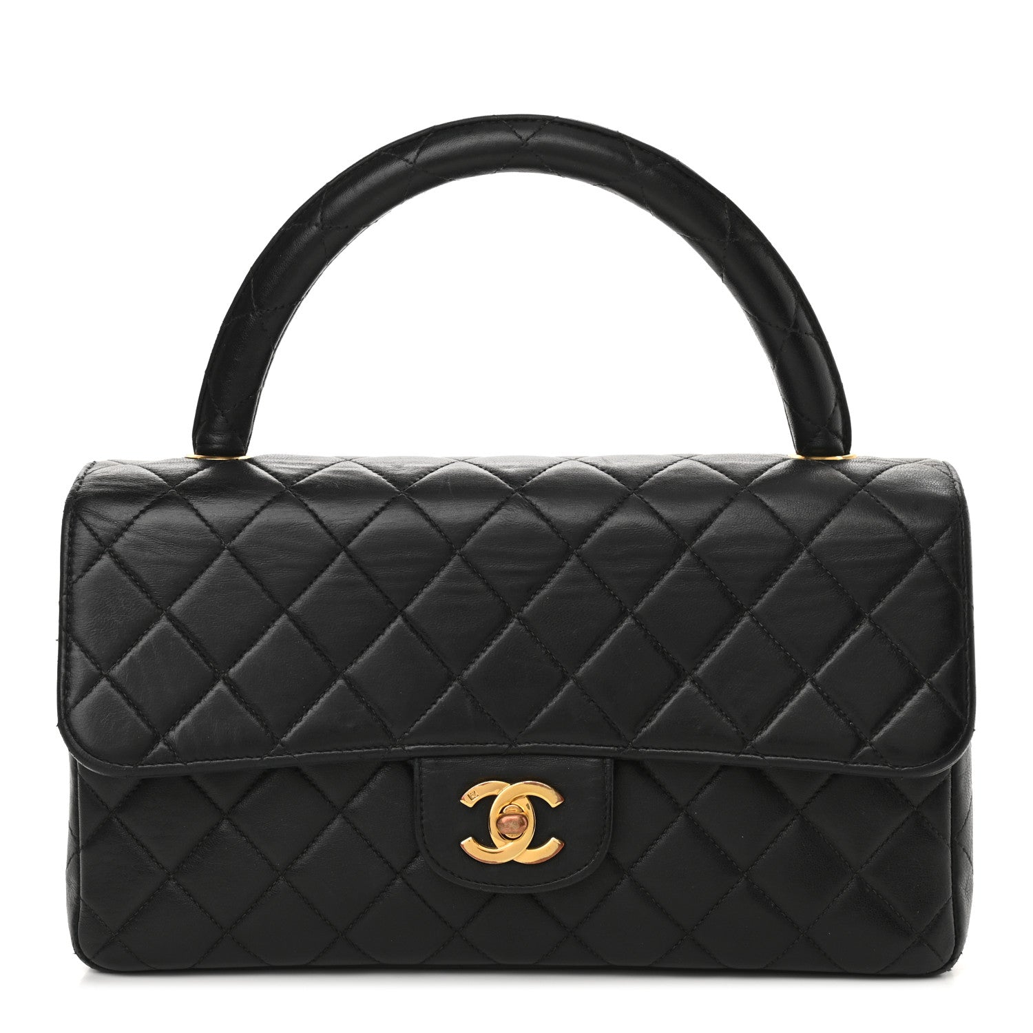 Chanel Lambskin Quilted Medium Rectangular Kelly Flap Bag Black 1 of 13