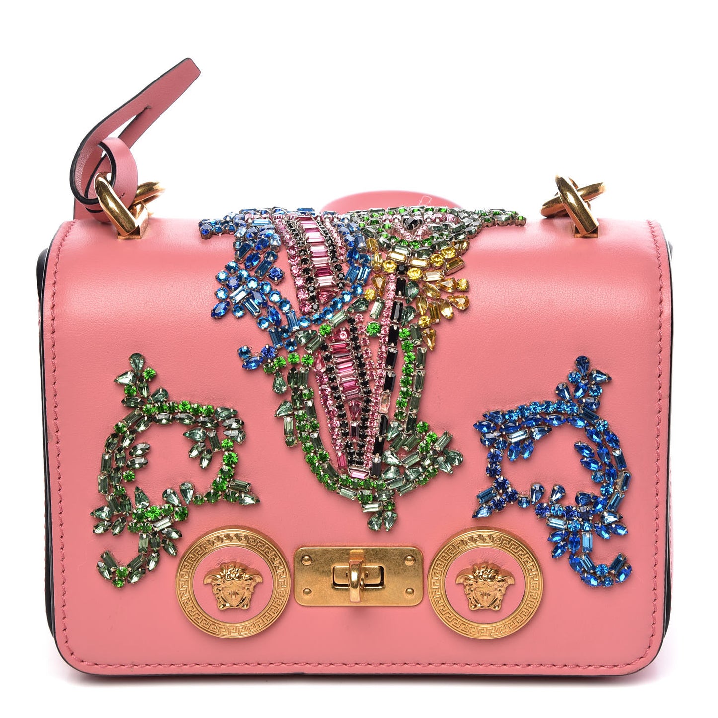 Calfskin Embellished Icon Small Crossbody Bag Pink