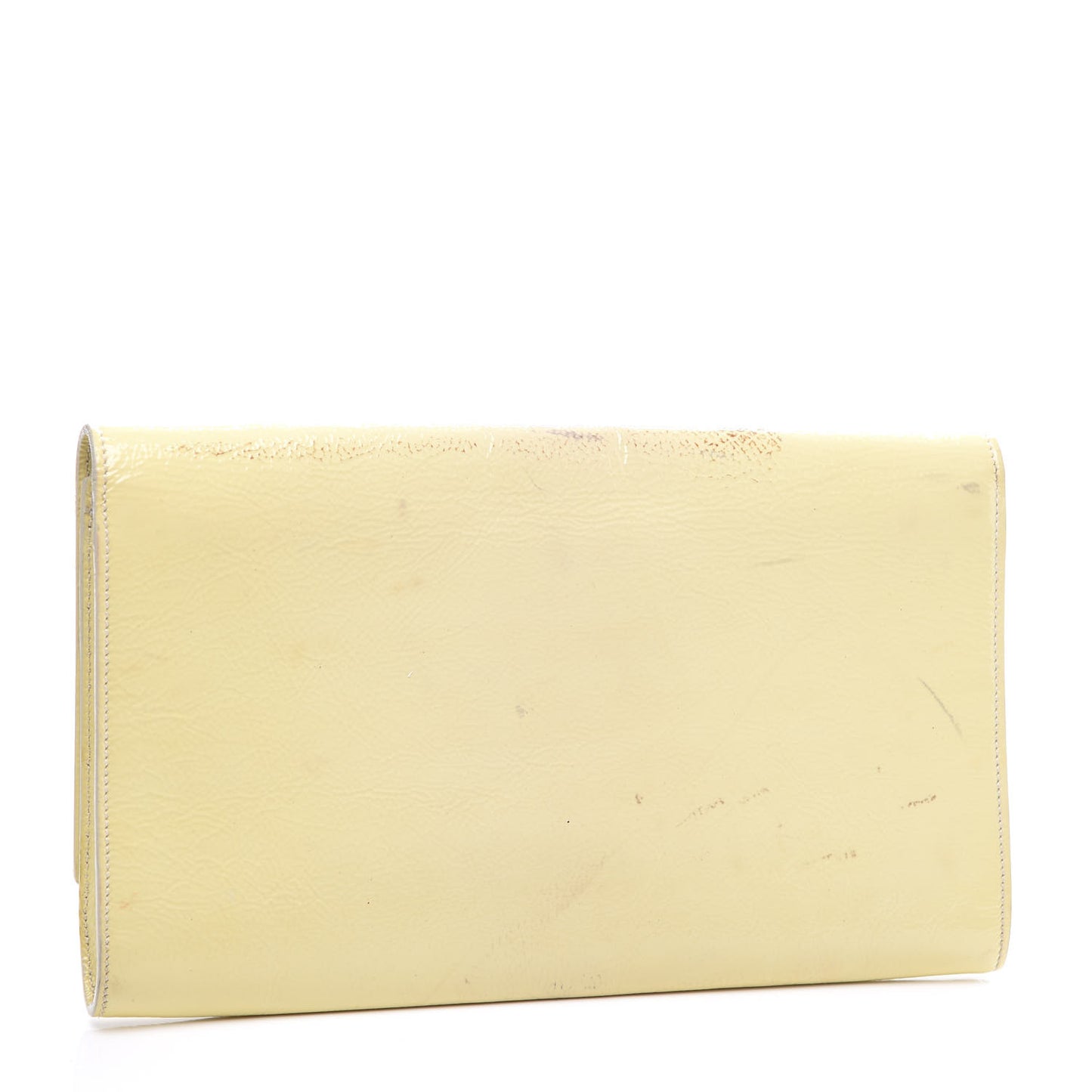 Textured Patent Calfskin Monogram Large Belle De Jour Clutch Ivory