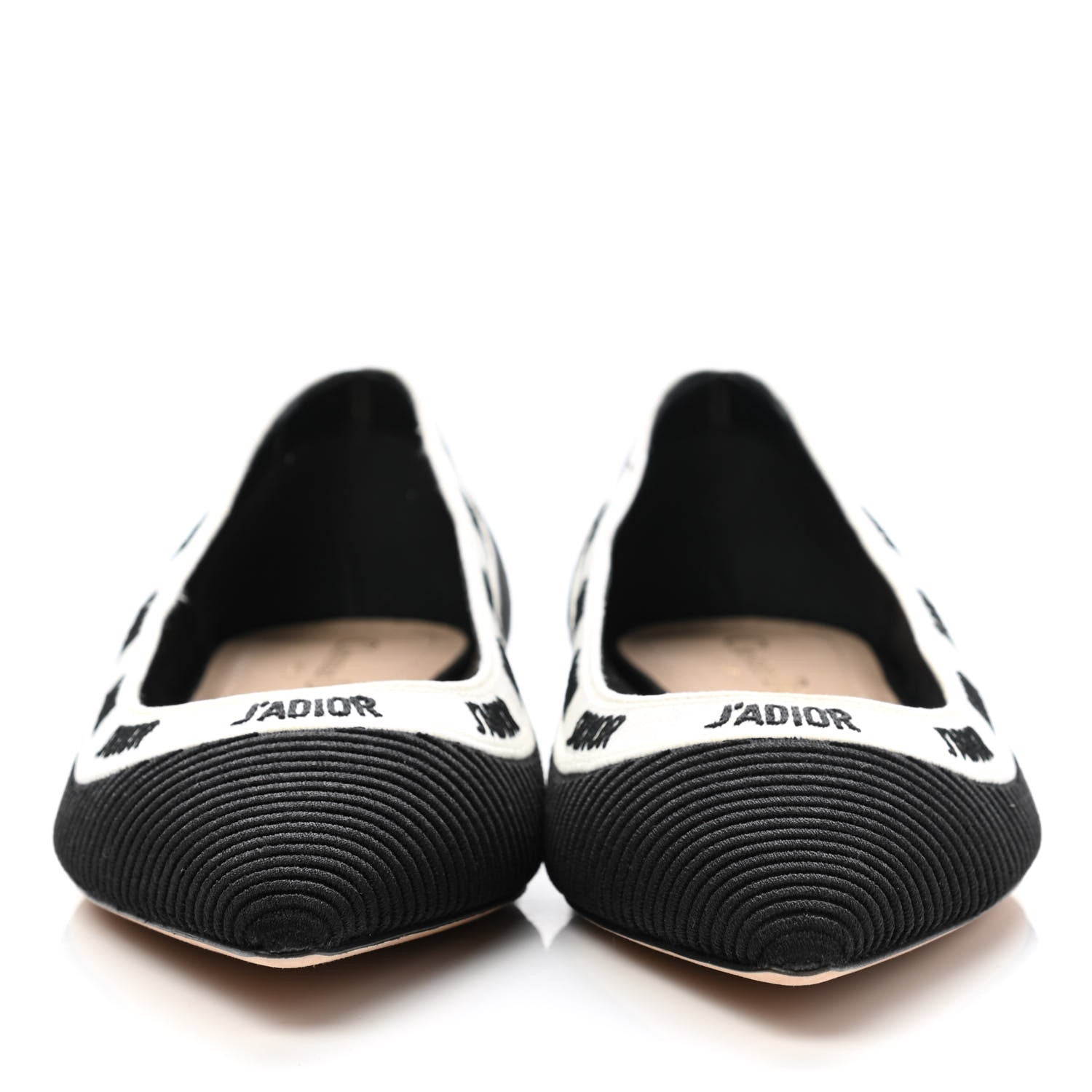 Christian Dior Fabric Ribbon Embroidered J'Adior Ballet Flats 38.5 Black 2 of 9