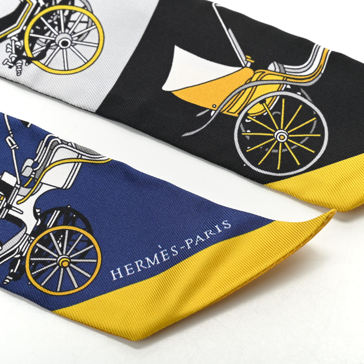Hermes Silk Les Voitures Exquises Twilly Marine Gris Gold 3 of 4