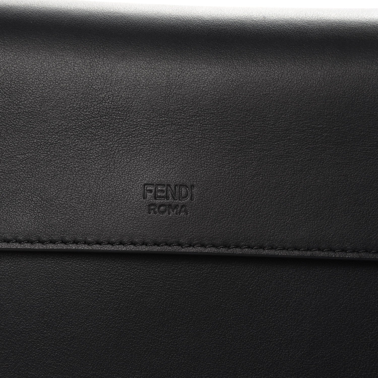 Fendi Vitello Century Velvet F is Fendi FF Kan I Shoulder Bag Black Tobacco 10 of 11