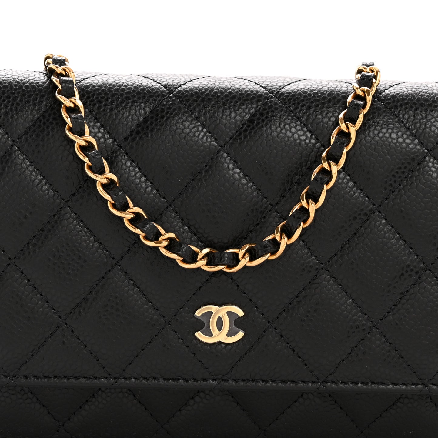 Caviar Quilted Wallet On Chain WOC Black