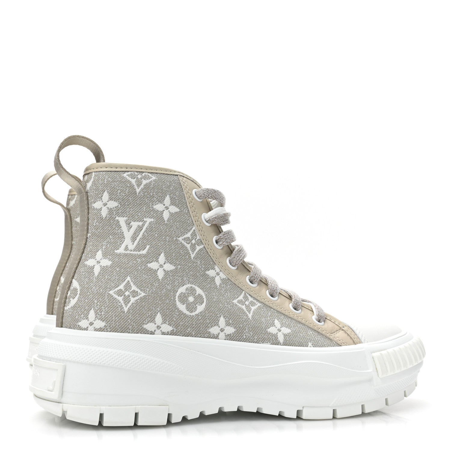 Louis Vuitton Denim Monogram Squad Sneaker Boots 37.5 Beige 5 of 10