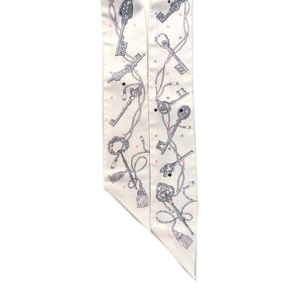 Hermes Silk Les Cles A Pois Twilly White Gris Acier 2 of 4