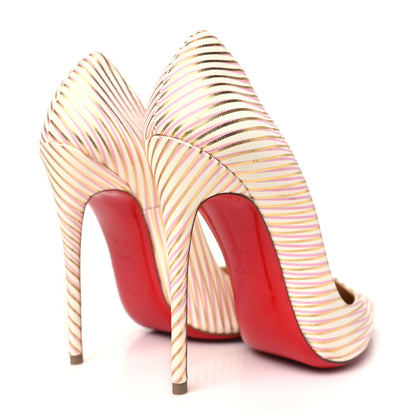 Christian Louboutin Calfskin RayOfLight So Kate 120 Pumps 37.5 Snow Oro 5 of 9