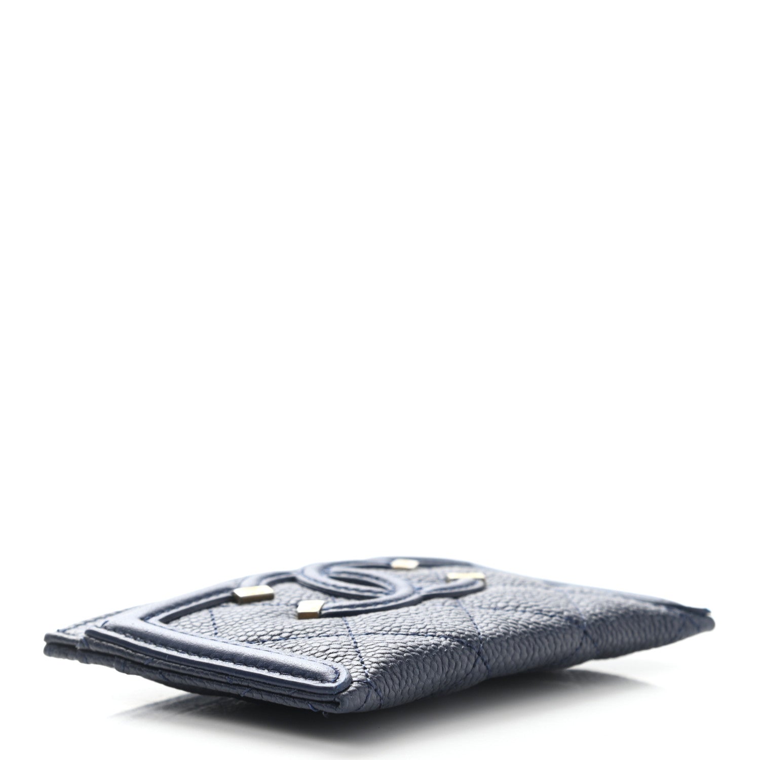 Chanel Caviar Quilted Filigree Card Holder Navy Blue 4 of 9