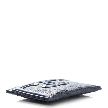 Chanel Caviar Quilted Filigree Card Holder Navy Blue 4 of 9