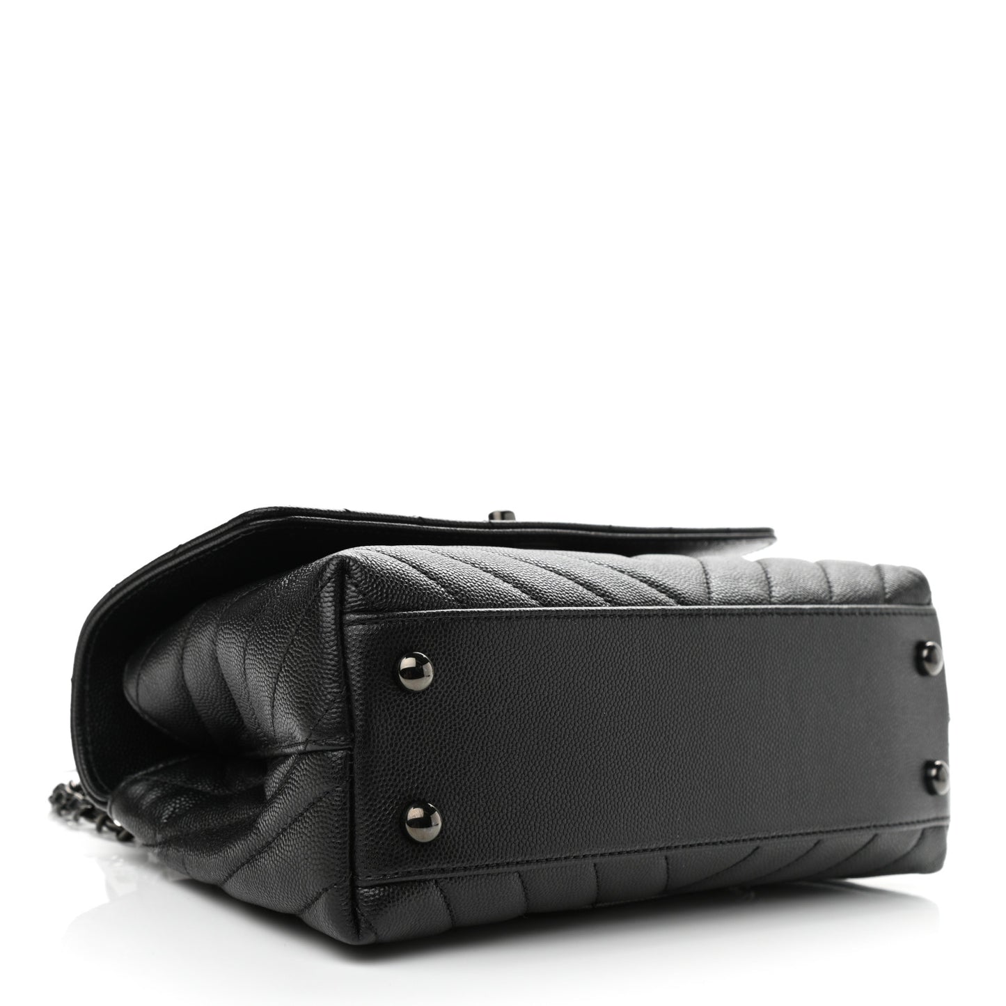 Caviar Chevron Quilted Mini Coco Handle Flap So Black