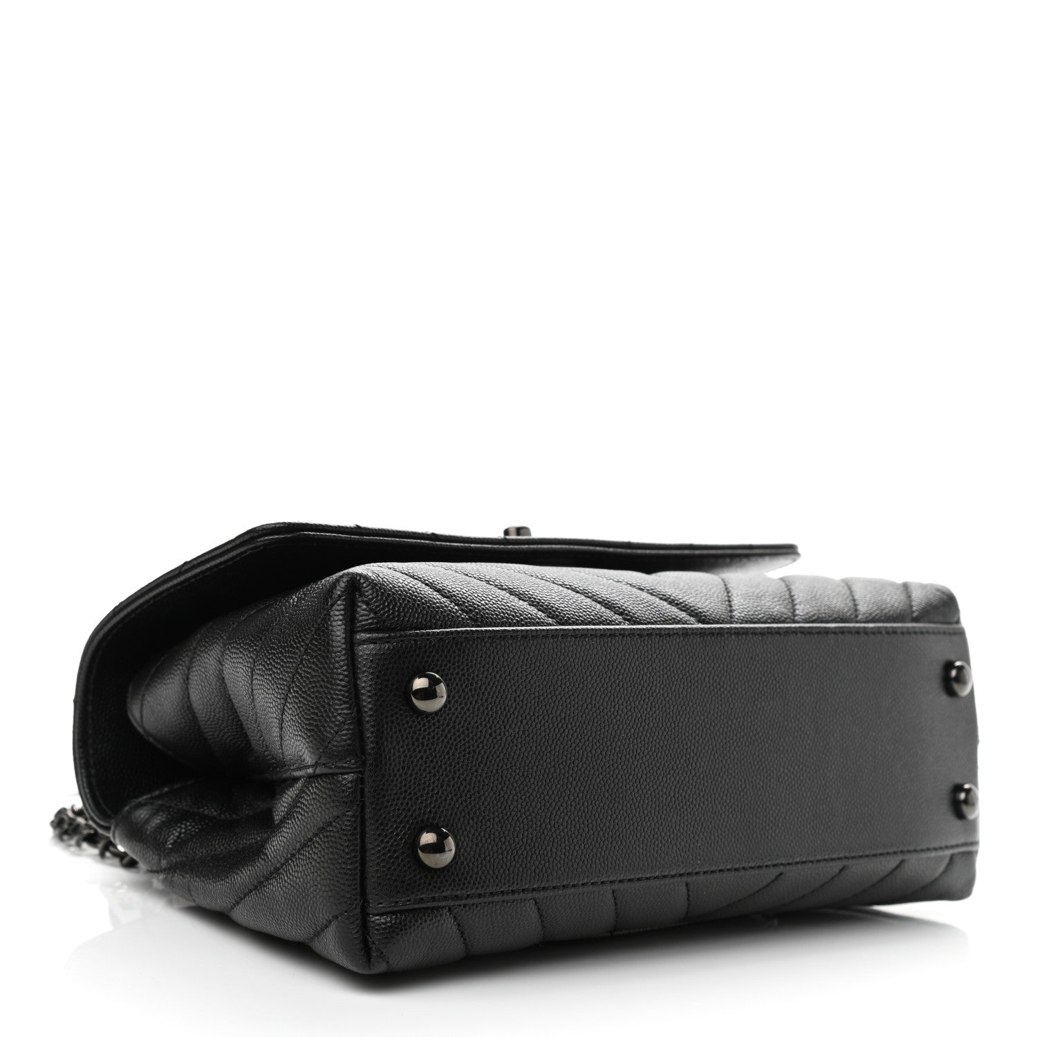 Chanel Caviar Chevron Quilted Mini Coco Handle Flap So Black 4 of 11