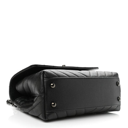 Chanel Caviar Chevron Quilted Mini Coco Handle Flap So Black 4 of 11