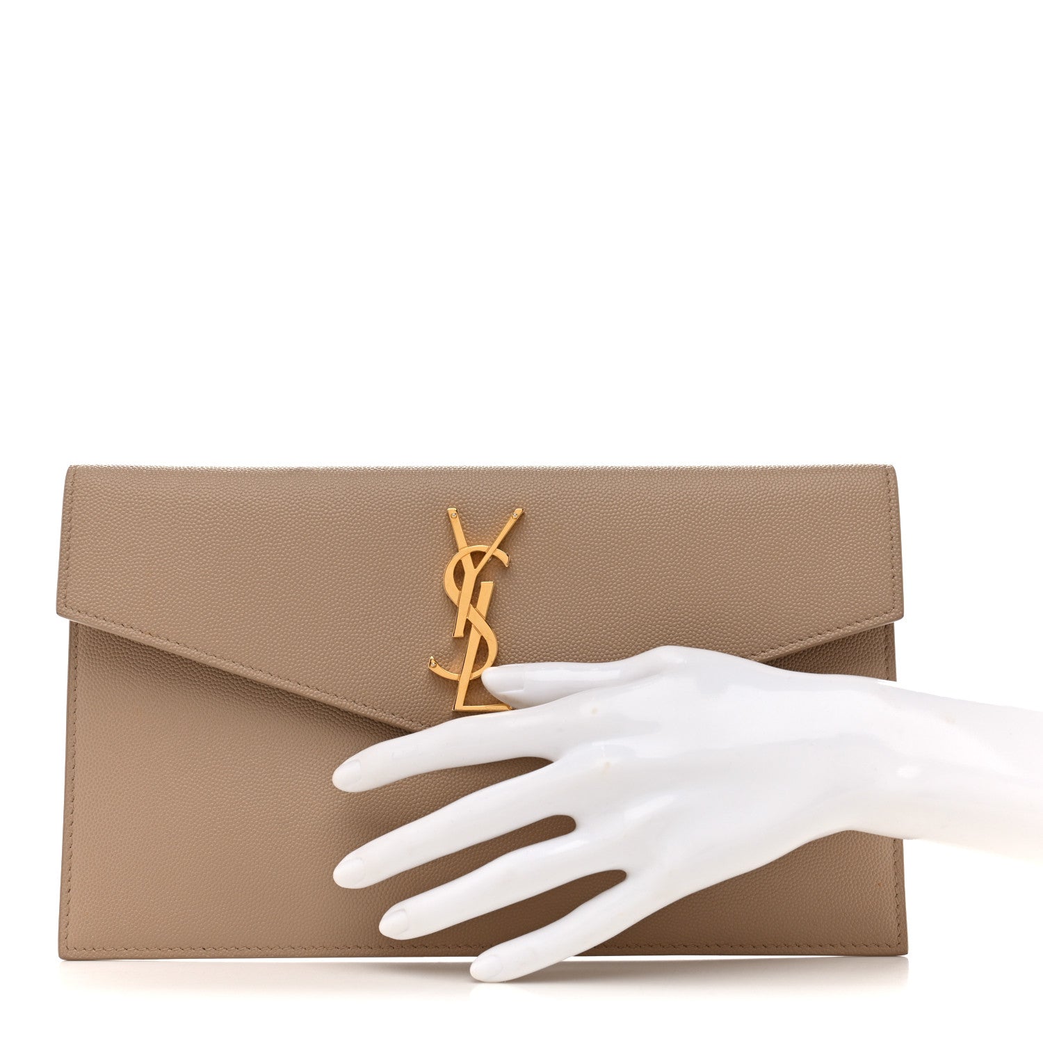 Saint Laurent Grain De Poudre Uptown Pouch Dark Beige 2 of 13